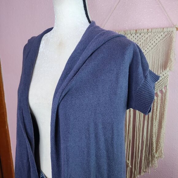 Eileen Fisher | Open-Front Silk Cashmere Hooded Sweater Small - Picture 3 of 8